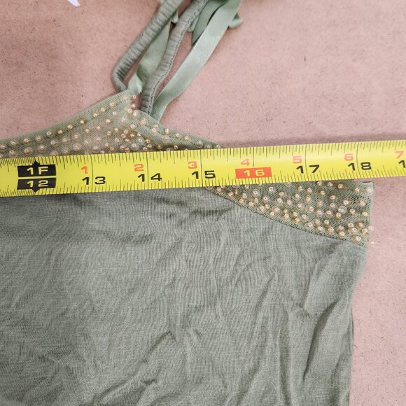Danier green cami tank with sequin - Picture 5 of 8